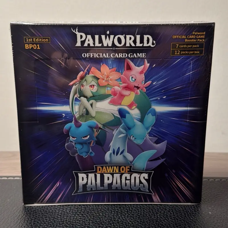 Palworld TCG BP01 Dawn of Palpagos 1st Edition Booster Box English (12 packs, 7 Cards per pack)