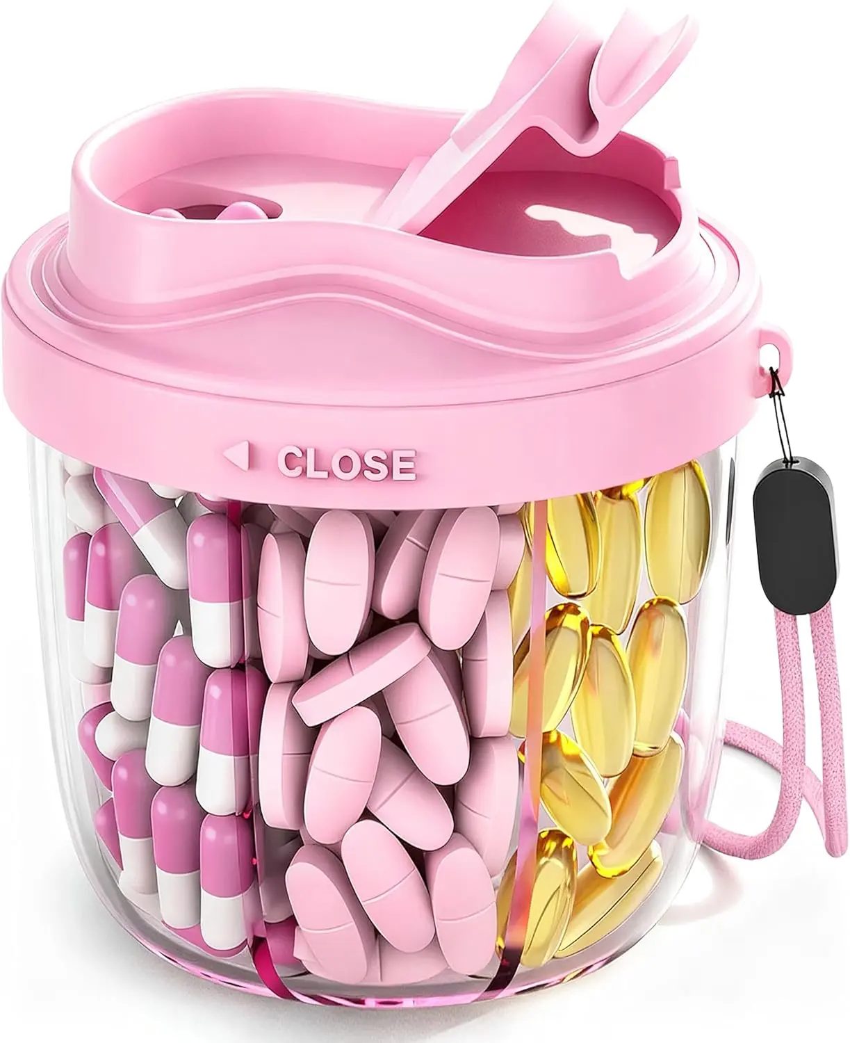 Cute Pill Organizer,Pill Dispenser with 7 Large Compartments
