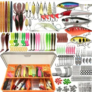 86/88/136/149/366 Piece Fishing Lure Set with Box, Includes Spoon Lures Soft Hard Baits Hooks Sinkers Spinning Reflective Plates Realistic Frog Lures, Topwater Fishing Lure