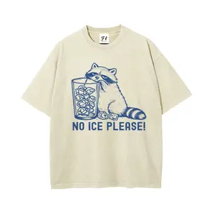 No ICE Please Shirt Raccoon, Abolish ICE T-Shirt, S~5XL Oversize Unisex Washed T-Shirt for Women and Men's Unisex Fit Batik Cotton Oversize Streetwear Menswear  Super Soft Pre-Shrunk