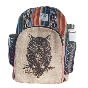 Owl Unisex Hamp Backpack, Hippie Backpack, Boho Backpack, Hiking Backpack, Gift for Backpacker, Personal Backpack, School Backpack