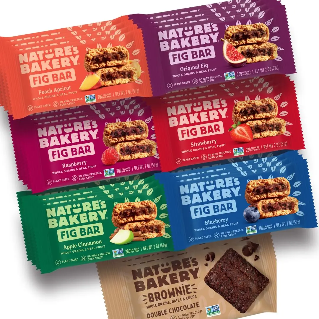 Nature’s Bakery Fig Bars Variety Pack, 28 Count (4 Bars per Pack, 7 Flavors: Strawberry, Blueberry, Raspberry, Apple Cinnamon, Original Fig, Peach Apricot & Double Chocolate Brownie) | Whole Grain, Vegan Snacks