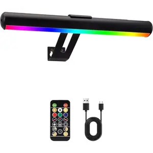 Battery Operated Wireless Picture Light for Wall, 48 LED 16 Color Changing, Dartboard Light with 2 Base for Art Paintings - Black