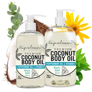Kapuluan Coconut Body Oil Muscle Relief with Peppermint and Vitamin E - Reduce Inflammation and Fatigue - Blend Body Care Comfort