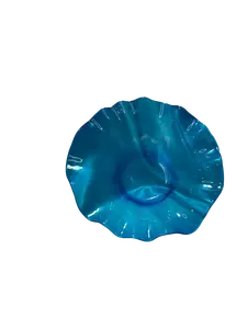 Handcrafted Wavy Turquoise Glass Bowl Elegant Blue Decorative Centerpiece Unique Art Glass Dish for Home  or Office Decor Gift for Mom