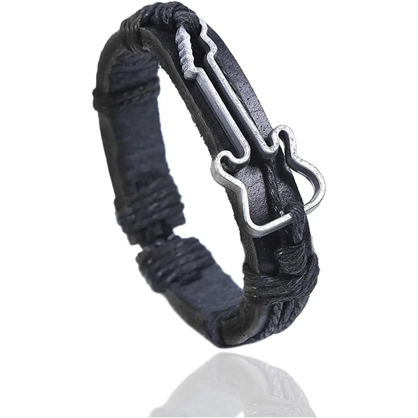 Fashion Music Jewelry Guitar Bracelet Leather String Wristband Drawstring Rope Bracelet