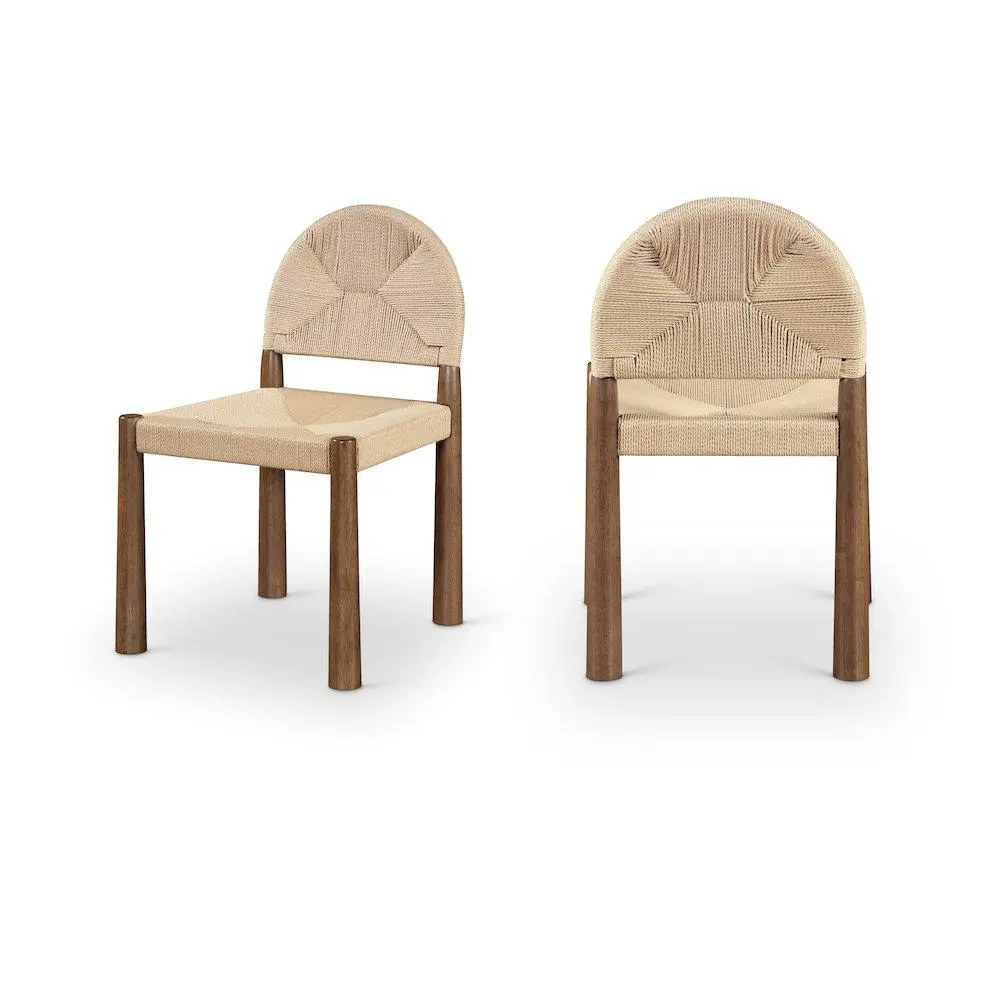 Bohemia Beige Woven Seagrass Cord and Rubberwood Dining Chairs, Set of 2 - Indoor Furniture Dining Chairs