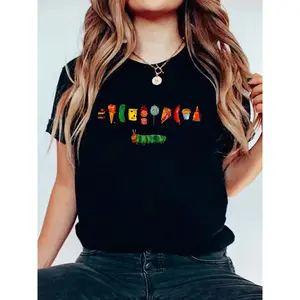 Eric Carle The Very Hungry Caterpillar Feast T-Shirt, Short Sleeve Casual Top For Spring & Summer, Women's Clothing