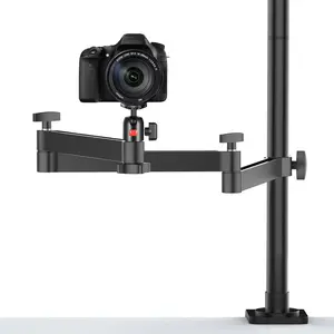Camera Desk Mount Stand with Flexible Arm, Overhead Mount, Articulated Arm with 360? Rotatable Ball ,  Desk Mounting Stand for Ring Light/DSLR Camera/Webcam/Panel Light