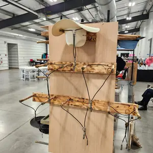 Western and Rodeo Cowboy Hat Rack - Handmade 2-Hat Organizer with Bolo Tie Design - 24" Wide 4" Tall 10" Deep - RV & Trailer Decor Hanging Hanger