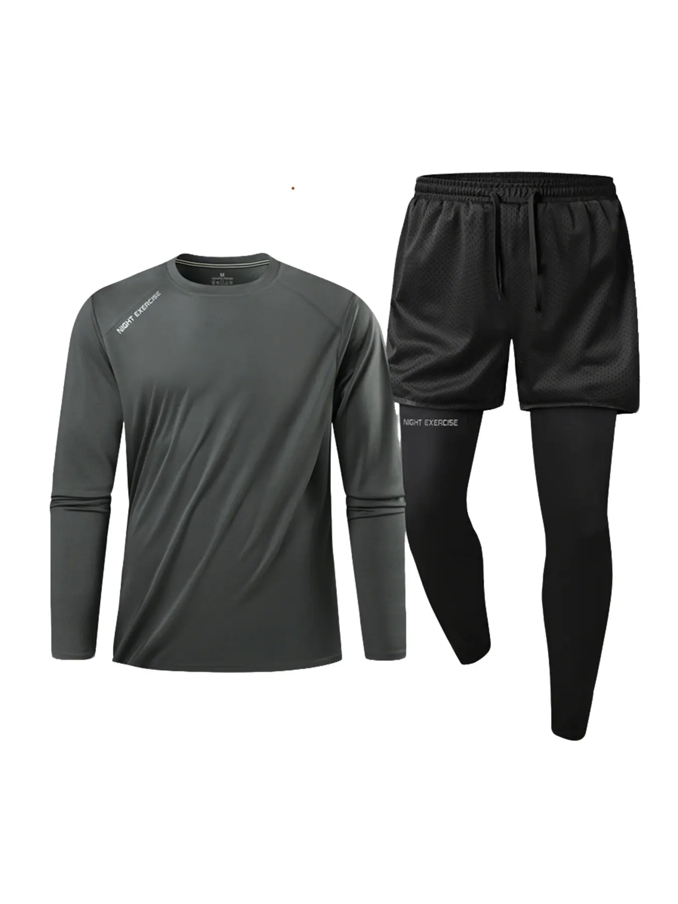 Men's All-Season Quick Dry Breathable Elastic Sports Set， 2-In-1 Pants  with Elastic Waistband、 Phone Pocket and Night Reflective Running Strips , Breathable Comfort Quick-Dry Fabric for All Seasons,Perfect for Outdoor Running and Gym Workouts