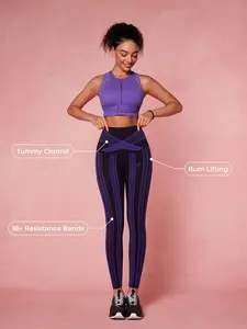 Fanka PowerBand Resistance High Intensity Leggings (Reversible Wear)-Activewear Bottoms for Gym Workout, Fitness Outfit Essential, Sports Apparel