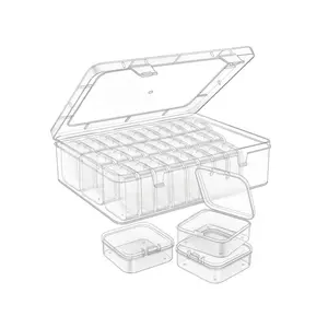 31pcs 1 Large Box + 30 Small Boxes Transparent Plastic Storage Box With Small Storage Containers - Bead Storage Container Box - Organize Your Beads With Hinged Lid, Rectangular Shape Plastic Material - Perfect For DIY Jewelry Craft, Nail Ar