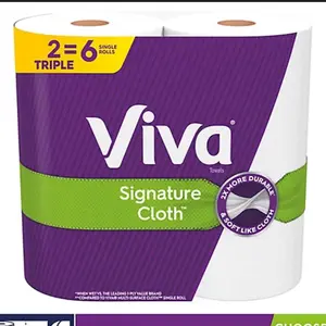 Viva Signature Cloth Papertowels - 2 Rolls of 6 - 24 More Durability - Ideal for Napkins and More