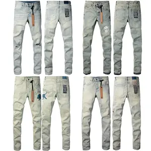 American High Street Wash Light Color KSUBI Jeans Men's Women's Fashion Stretch Tight Straight Pants Retro Ksubi Cross Jeans