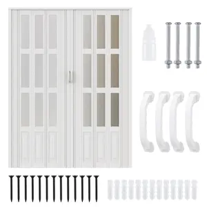 Explorinox 48-72 x 80in Single/Bi Fold Folding Doors, Accordion Doors Interior Folding Door, Acrylic PVC Accordion Door for Closet Bathroom Doorways