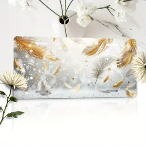 1pc 2D Plane6x12 Inch Gold Feather License Plate - 3D Wallpaper Design, Shiny White Background, Perfect for Car Front Decoration, Car Art Decoration|Elegant Car Accessories|Durable Iron Plate, Car License Plate Frame