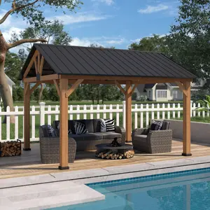13x11 Cedar Wood Gazebo Hardtop Gazebo
