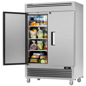 Coolake 49 Cu Ft Commercial Refrigerator, 54.4" W 2 Door Upright Fridge with 8 Adjustable Shelves, Frost-free Stainless Steel Industrial Reach-in Refrigerator for School Restaurant Church Prep Kitchen