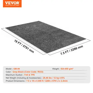 VEVOR Garage Floor Mat, 7.6'x19' Waterproof Protection from Water,Snow, Rain,Mud and Oil for Cars, Non-slip Heavy Duty Containment Mat with TPE Anti-Leak Backing & Easy to Clean & Cuttable