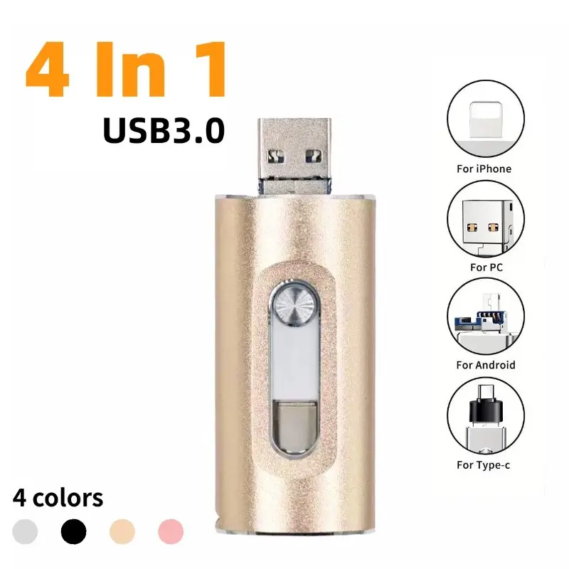 4-In-1 USB Type C Flash Drive Adapter, OTG Flash Drive, High-Speed Memory Stick for Android & PC, Portable Storage Solution for Smartphones, USB Flash Drives, Type C Pendrive