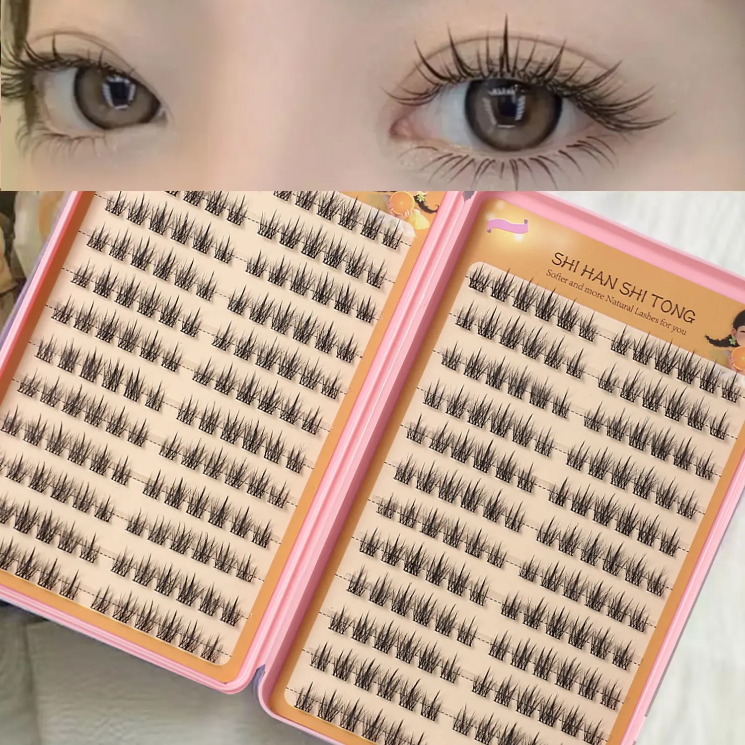 288pcs Self-Adhesive False Eyelashes, Lightweight Natural Look, Reusable, No Glue Needed, Ideal for Beginners, Daily & Party Use, Mixed Individual Lashes