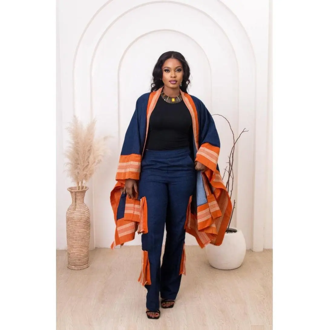 Aso Oke Kimono Combat Set - Bold Elegance, Timeless Heritage, Handwoven Aso Oke, Dry Clean Only, Stylish Women's Outerwear - Piece Statement Comfort