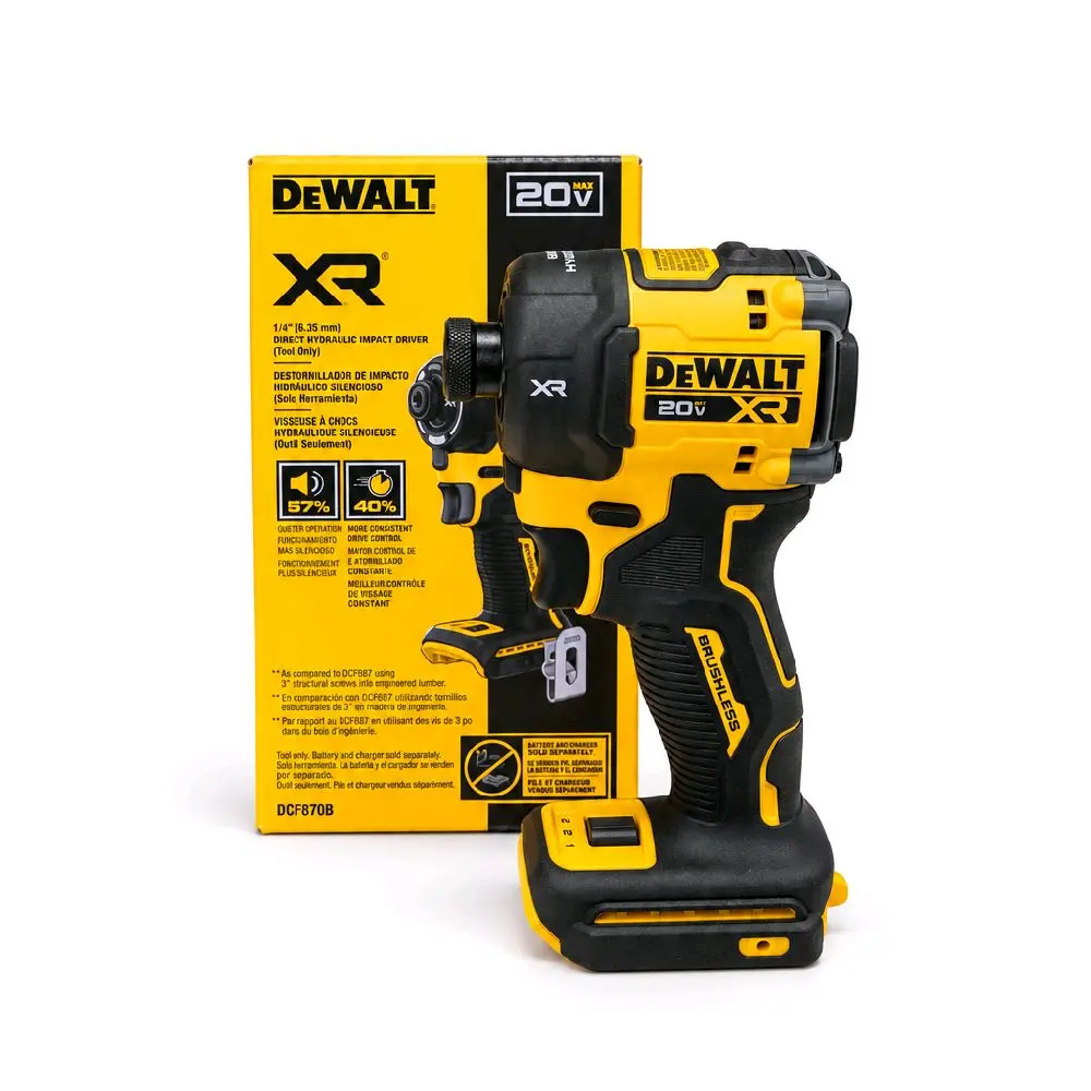 DEWALT  20V XR Brushless Cordless 1/4 in. Quiet Hydraulic Impact Driver  (Tool-Only)