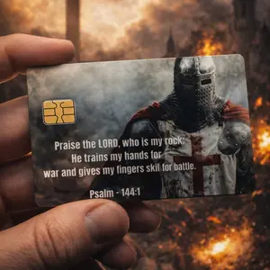 Psalm 144:1 Credit Card Skin - Durable Waterproof Scratch-resistant Premium Design with Strength Faith Battle-ready Theme