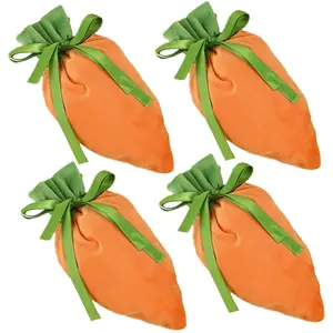 Party Carrot Candy Bags Set of 4, Handmade Fabric Snack Bags, Birthday and Christmas Party Gifts, Holiday Decorations, Funtery Gift Bags