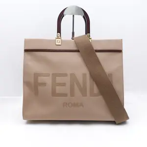 Pre-owned FENDI Canvas Tote Bags Sunshine Medium Brown Tote Bag T10240603