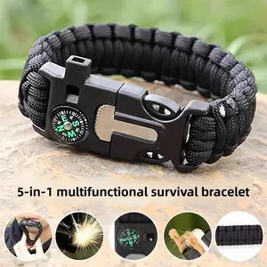 Multifunctional Outdoor Paracord Bracelet Flint Compass Climbing Lifesaving Bracelet Emergency Survival Gear