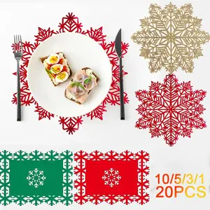 Christmas Snowflake Table Decor Set – Placemats & Table Runner, Heat-Resistant Mats