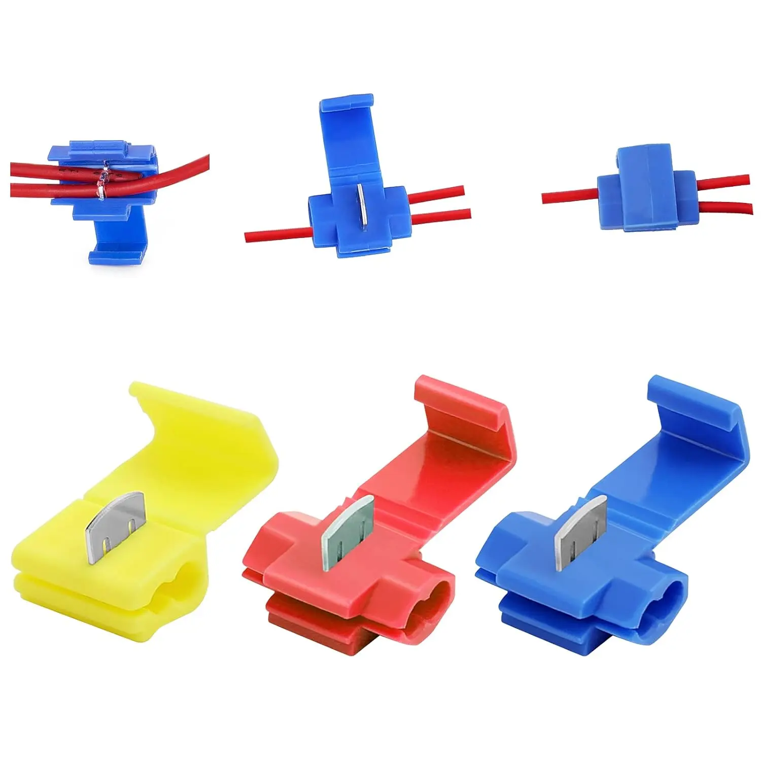 150 count Quick Splice Wire Connectors, Solderless Snap Electrical Connector, Blue, Wire Splice Connector, Insulated Wire Crimp Connectors Terminal Joint 22-10 AWG