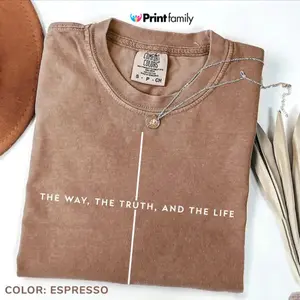 Comfort Colors John 14 6 Shirt, Yeshua Jesus is King Merch T-Shirt, The Way the Truth the Life, Jesus, Mens Christian Tshirt, Faith Over Fear Tee - Printfamily