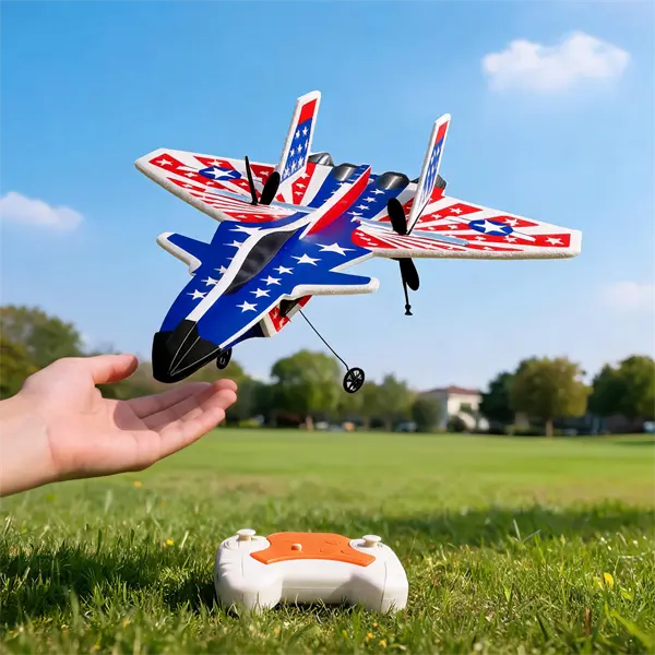 RC Plane Amphibious Fixed Wing Glider Fighter Toy Model with LED light - Gift for Children, Remote Control Jet
