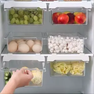Refrigerator Drawer-Type Storage Box Hanging Basket, Egg Holder for Kitchen Fresh Keeping & Freezing Shelf, Space-Saving Design