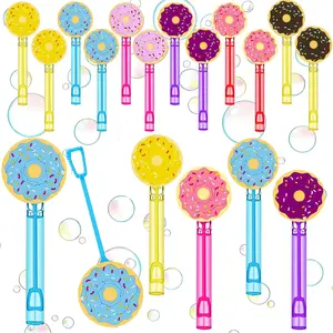 24-Pack Donut-Themed Bubble Wands - Decor (Assorted Donut Shapes) Party Favors, Goodie Bag Stuffers & Pinata Fillers for Donut-Themed Birthdays, Baking Parties & Family Backyard Gatherings