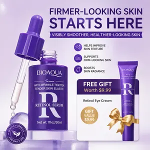 BIOAOUA Retinol Anti-Wrinkle Serum with Hyaluronic Acid for Firming & Even Skin Tone Radiant Moisture - 1 oz / 30ml, Silky, Daily