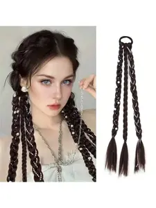 Pearl Braid Ponytail Hair Extensions, Braided Decorative Clip-On Hair Accessories Set, Perfect for Daily Wear and Party Styles