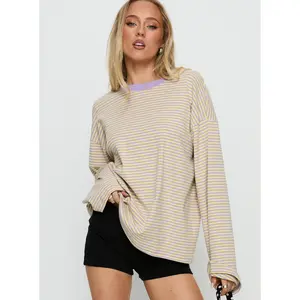 Settle Down Long Sleeve Top Lilac / Lemon Stripe