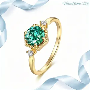 1CT 925 sterling silver engagement ring, radiating cut moissanite diamond travel promise wedding ring, emerald women's birthstone ring size 5-6.5