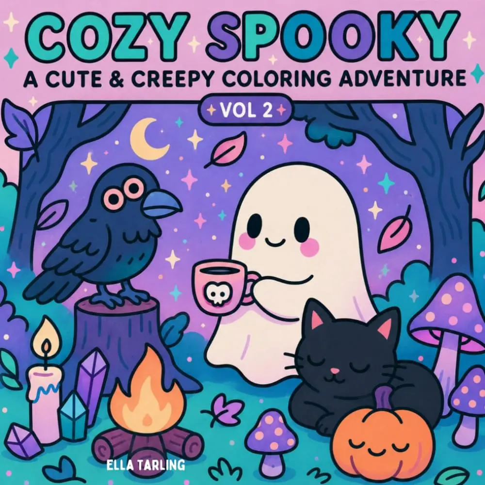 Cozy Spooky Coloring Book Vol. 2 - Over 30 Bold & Easy Halloween Designs for Kids & Adults: Cute Ghosts, Cozy Creatures, Pumpkins & Relaxing Spooky Fun (Cozy Spooky Series)