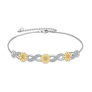 Sunflower Bracelet Sterling Silver Adjustable Bracelet Jewelry Gifts for Women Girls