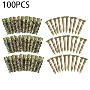 100 Pack Heavy Duty Hollow Wall Anchors with Screws Loose Hinge Hole Repair Kits for Concrete Wooden Wall Repair