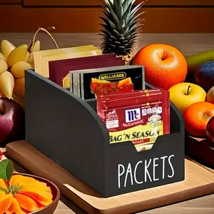 [Rustic Spice Organizer] Rustic 4-Compartment Wooden Spice Organizer | Natural Wood Finish, Sturdy Construction, Kitchen Counter, Pantry Organization, Storage Solution for Seasonings, Snacks & Pantry Essentials, Kitchen Organizers