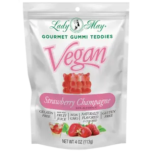 Lady May Sweets Vegan Gourmet Strawberry Champagne Gummi Teddies