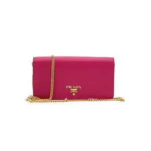 Pre-owned PRADA Leather Clutch Vitello Fuchsia #4175