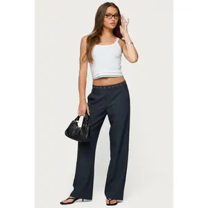 Ayve Eyelet Waist Straight Leg Pants