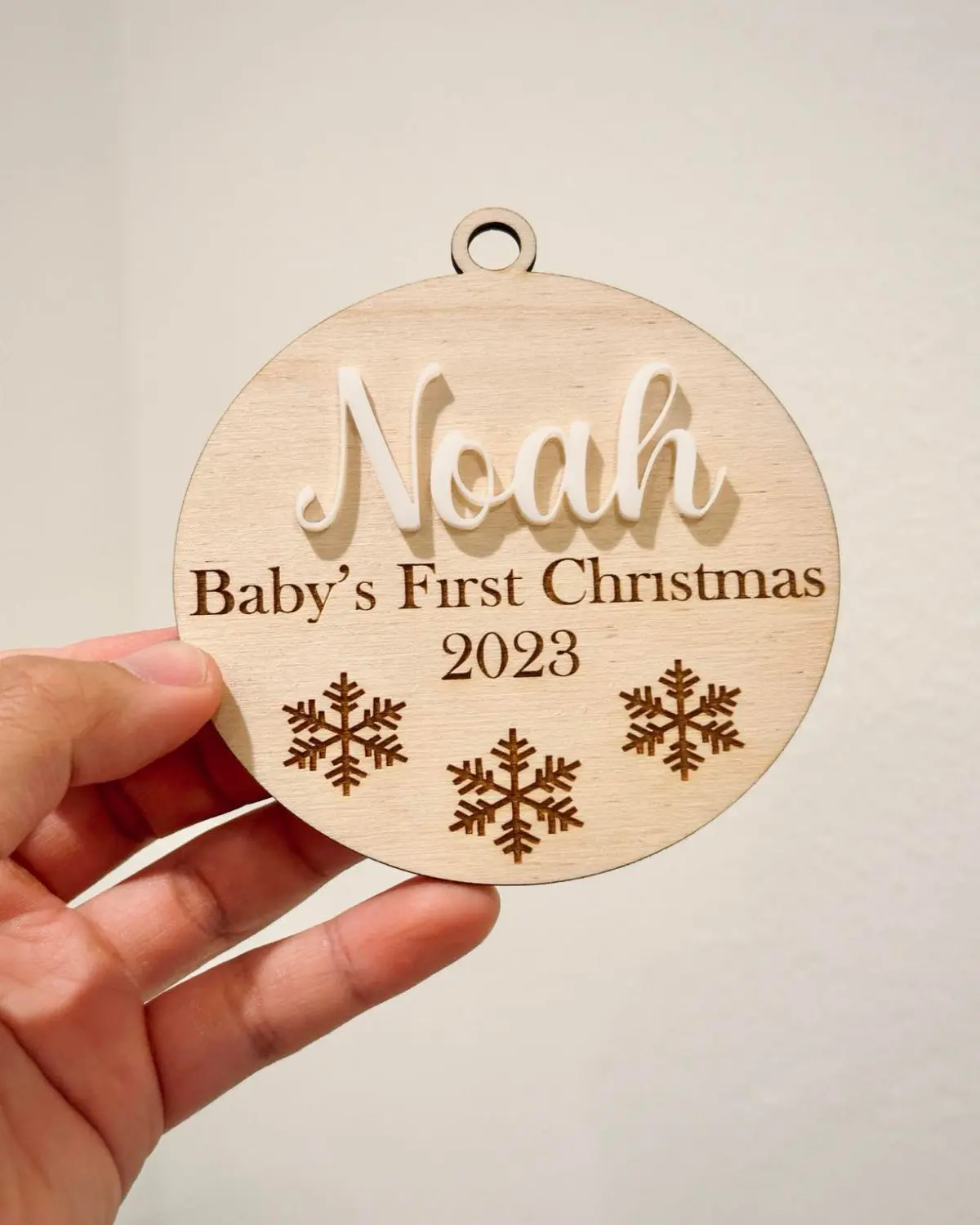 Baby's First Christmas Ornament Wood Keepsake